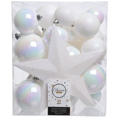 Kerstbal plastic d8 cm wit/iris ass 33st Decoris - Decoris Kerstbal plastic d8 cm wit/iris ass 33st Decoris - Decoris