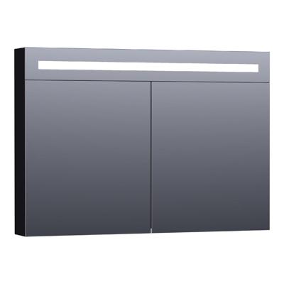 Brauer Promise Deluxe Spiegelkast - 100 cm - met Directe Verlichting - 2 Dubbelzijdige Spiegeldeuren - Mat Zwart