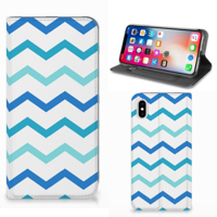 Apple iPhone Xs Max | Hoesje met Magneet | Zigzag Blauw - thumbnail