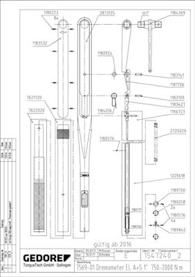 Gedore 7569-01 1547240 Momentsleutel 1 (25 mm) 750 - 2000 Nm