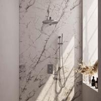 Inbouw Regendouche Set Brauer Brushed Edition Wanduitloop Ronde Hoofddouche 30 cm Met Glijstang RVS Look Brauer - thumbnail