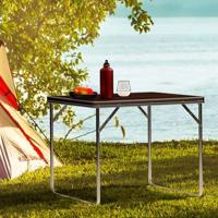 Aluminium campingtafel, tuintafel, inklapbare tafel, houten blad - thumbnail