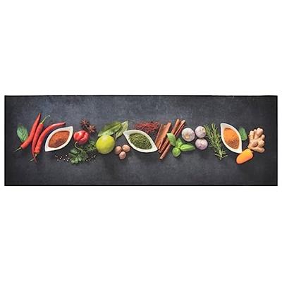 VidaXL Keukenmat wasbaar kruidenprint 60x180 cm fluweel