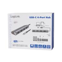 LogiLink UA0309 UA0309 USB-hub 4 poorten USB-A USB 3.1 Gen1 5 GBit/s Met USB-C stekker Grijs - thumbnail
