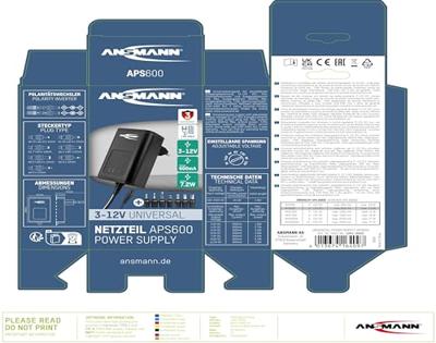 Ansmann 1201-0022 Stekkernetvoeding, instelbaar 12 V/DC, 9 V/DC, 7.5 V/DC, 6 V, 4.5 V/DC, 3 V 600 mA 7.20 W Ansmann 1201-0022 Stekkernetvoeding, instelbaar 12 V/DC, 9 V/DC, 7.5 V/DC, 6 V, 4.5 V/DC, 3 V 600 mA 7.20 W
