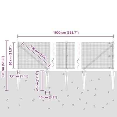 VidaXL Afrasteringspaal groen 10 x 0,8 m (12 x 12 mm gaas)