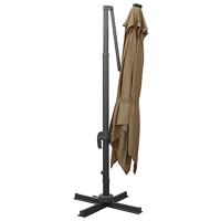 VidaXL Zweefparasol met paal en led-verlichting 300 cm taupe - thumbnail