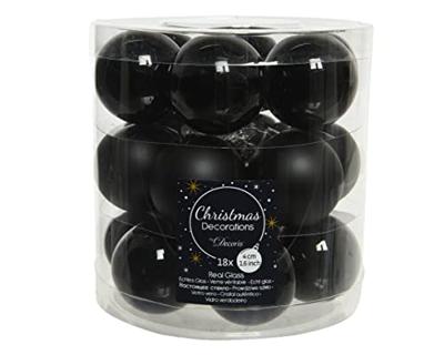 Decoris kerstballen glas zwart 4cm 18st