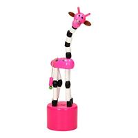 Playwood houten drukpop giraffe gekleurd - thumbnail