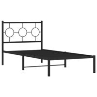 Bedframe met hoofdbord metaal zwart 90x190 cm - thumbnail