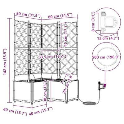 VidaXL Tuin bloempot 3 pcs licht grijs staal