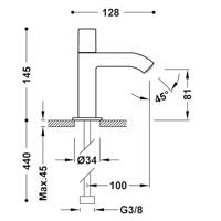 Fonteinkraan Tres Cuadro | Opbouw | Koudwater kraan | Standaard model | Vierkant | Zwart - thumbnail