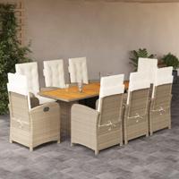 9-delige Tuinset met kussens poly rattan beige - thumbnail