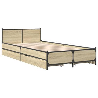 Bedframe met lades bewerkt hout sonoma eikenkleurig 75x190 cm - thumbnail