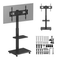 TV-standaard / trolley Ergo-Office, max. belasting 50kg / 5kg plank, max. VESA 600x400, ingebouwde contactdoos, zwart, ER-304 B - thumbnail