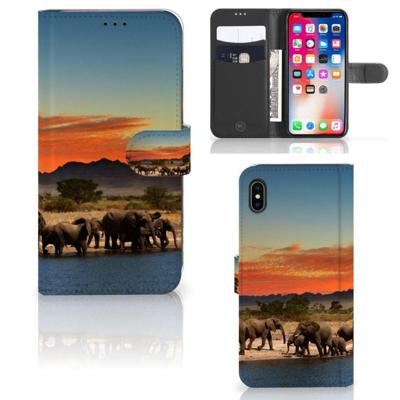 Apple iPhone Xs Max | Telefoonhoesje | Met pasjeshouder | Olifanten Apple iPhone Xs Max | Telefoonhoesje | Met pasjeshouder | Olifanten