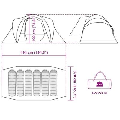 Koepeltent 6-persoons waterdicht grijs en oranje Koepeltent 6-persoons waterdicht grijs en oranje