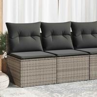 2-delige Loungeset met kussens poly rattan acacia grijs - thumbnail
