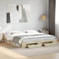 Bedframe met lades bewerkt hout sonoma eikenkleurig 180x200 cm - thumbnail