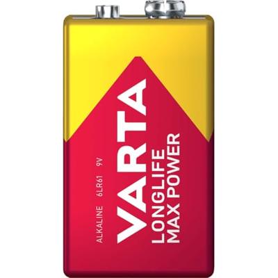 Varta 4722 Longlife Max Power 9V Block batterij 6LR61 (verpakt per stuk) Alkaline E-Block Batterijenideaal voor brandmelder rookmelder stemapparaat, rood