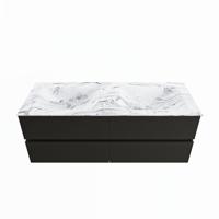 MONDIAZ VICA-DLUX 130cm badmeubel onderkast Urban 4 lades. Inbouw wastafel CLOUD dubbel zonder kraangat, kleur Glace. - thumbnail