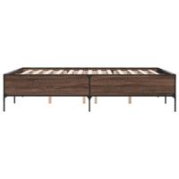 Bedframe bewerkt hout metaal bruin eikenkleur 150x200 cm - thumbnail