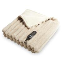 Duux Yentl Overblanket Stripped Rabbit Faux Fur (200 x 200) Elektrische deken Beige - thumbnail