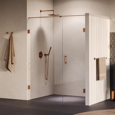 Brauer Void - Nisdeur - 2-Delig - Helder Glas - 160 x 200 cm - Omkeerbaar - met Draaideur 70 cm - Aan Muur - incl. Glascoating - PVD Koper