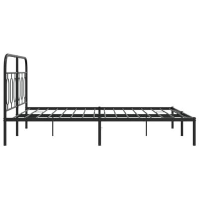 Bedframe met hoofdbord metaal zwart 135x190 cm