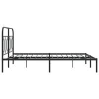 Bedframe met hoofdbord metaal zwart 135x190 cm - thumbnail