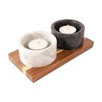 Jay Hill Serveerplank - met marmeren schaaltjes - 17.5 x 9 cm - thumbnail