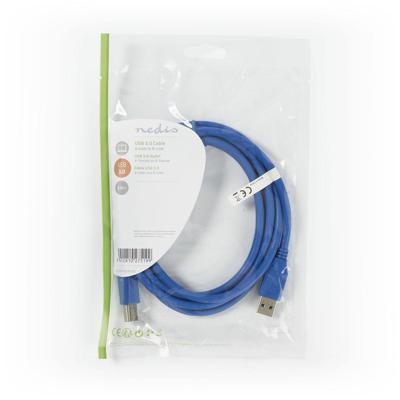 Nedis USB 3.0 kabel USB-A Male - USB-B Male 3.0 meter Polybag - thumbnail