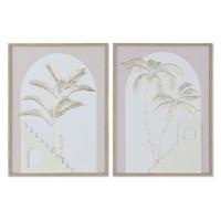 Schilderij Home ESPRIT Wit Beige Palmen Scandinavisch 45 x 2,2 x 60 cm (2 Stuks) - thumbnail