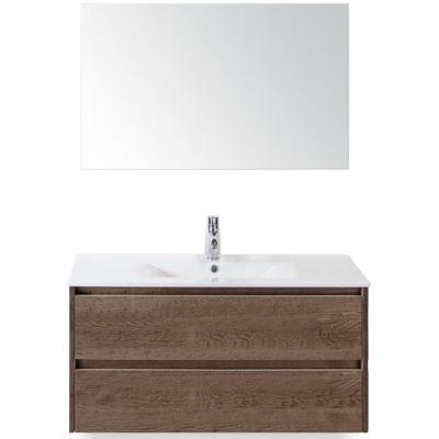 Dante Badmeubelset 100 cm - Tabacco - Keramische Wastafel Wit Enjoy met Spiegel