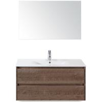 Dante Badmeubelset 100 cm - Tabacco - Keramische Wastafel Wit Enjoy met Spiegel - thumbnail