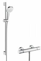 Hansgrohe Croma Select E Vario / Ecostat Comfort douchecombinatie 90cm Wit-Chroom - thumbnail