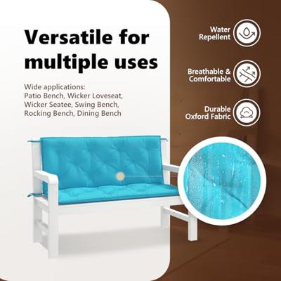 VidaXL Tuinbankkussens 2 st 120x50x7 cm stof turquoise VidaXL Tuinbankkussens 2 st 120x50x7 cm stof turquoise