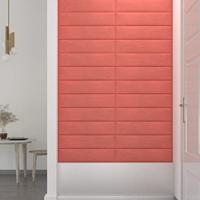 Wandpanelen 12 st 1,08 m 60x15 cm fluweel roze - thumbnail