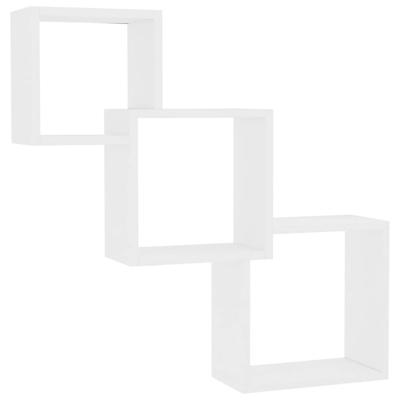 Wandschappen kubus 68x15x68 cm bewerkt hout wit Wandschappen kubus 68x15x68 cm bewerkt hout wit