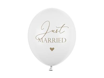 Pastel Ballonnen Bruiloft Puur Wit &apos;Just Married&apos; - 6 Stuks