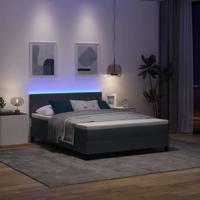 Boxspringbed met matras en LED fluweel donkergrijs 140x200 cm - thumbnail