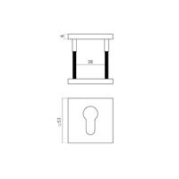 Cilinderrozetten verdekt 53x53x6mm PVD brons - thumbnail