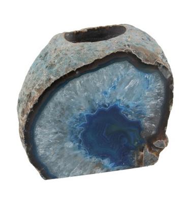 Waxinelichthouder Edelsteen Agaat Blauw 1 kg (ca 8-9 cm hoog) Waxinelichthouder Edelsteen Agaat Blauw 1 kg (ca 8-9 cm hoog)