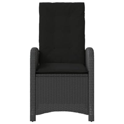 Tuinstoelen 2 st verstelbaar met kussens poly rattan zwart - thumbnail