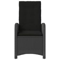 Tuinstoelen 2 st verstelbaar met kussens poly rattan zwart - thumbnail
