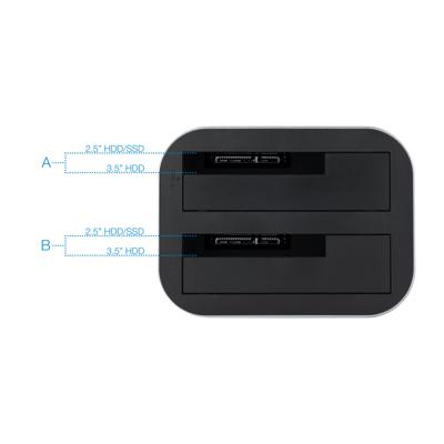 Docking stationDual TooQ TQDS-805G 2.5"-3.5" HDD/SSD SATA USB 3.0 - thumbnail