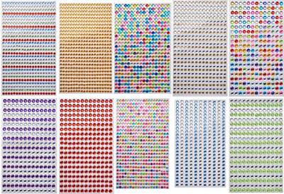 Creativ Company Stick-on strasstenen, d 4-6 mm, vel 16x9,5 cm, diverse kleuren, 10 vel/ 1 doos