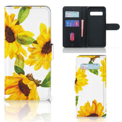 Hoesje voor Samsung Galaxy S10 Zonnebloemen | Portemonnee hoesje
