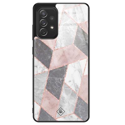 Samsung Galaxy A72 glazen hardcase - Stone grid Samsung Galaxy A72 glazen hardcase - Stone grid