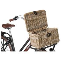 Rotan Fietsmand Met Klep Medium Naturel - thumbnail